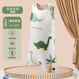 巴黛熊中大童睡袋秋冬季厚款纯棉无袖儿童宝宝空调房婴儿背心式防踢被子 恐龙乐园（前后夹棉） M码 建议2-4岁 睡袋全长80cm