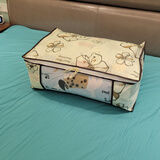 万波龙加厚收纳袋整理袋无纺布衣物棉被储物袋衣服被子防尘袋大加大小号 米色幸福花 中号  放衣物 40L 53*35*22CM 1个