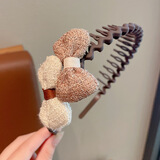 BARY REEF儿童咖色发箍女童带齿防滑女孩2024新款头窟发卡头饰宝宝头箍女款 深咖布艺蝴蝶结