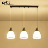 格蕴美式餐厅吊灯三头北欧现代简约创意复古田园个性吧台餐桌饭厅灯具 3头直盘 黑描金*全光谱护眼