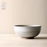九土 手工粗陶餐具套装复古风碗和风陶盘碟子碗盘家用日式粗陶食器 米饭碗 复古白
