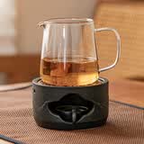 器酋温茶炉玻璃花茶壶公道杯保温加热底座酒店餐厅陶瓷烛台蜡烛煮茶器 黑陶山峦温茶炉小号+润雅公杯