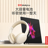 联想（Lenovo）真无线头戴式蓝牙耳机 电脑游戏电竞降噪跑步运动音乐网课耳麦 适用苹果华为TH30米白