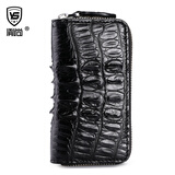 鳄鱼皮钥匙扣真皮零钱包拉链门禁卡包锁匙包汽车钥匙包男女车用钥匙包黑色钥匙扣包包 黑色背骨