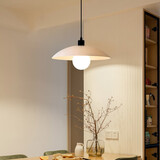 大观园（DGY）单头餐厅吊灯简约卧室床头玻璃灯北欧轻奢餐桌饭厅灯中山灯具117O 1092大号-白色40CM-三色变光18W