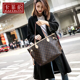 卡菲伦品牌大包单肩包女时尚包包新款女包通勤百搭托特包大容量手提包 提花棕色 32*15*28