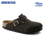 BIRKENSTOCK勃肯德国进口男女款牛皮绒面革软底Boston包头拖鞋 深棕窄版660463 38