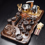 兿凡臻品紫砂功夫茶具整套装陶瓷科技木一体式全自动实木茶盘家用自动茶具 6寓布袋佛原矿紫砂+全自动电器