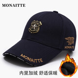 蒙奈特（MONAITTE）帽子男新款夏季休闲鸭舌帽大头围硬顶防晒帽户外四季遮阳棒球帽女 藏青色（秋冬加绒款） 普通码（54-60CM）