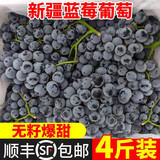 新疆篮莓葡萄新鲜无籽酸甜口甜脆孕妇水果4斤吐鲁番应季现摘水果 蓝莓葡萄整箱 4斤 （JD快递）