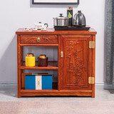 苏汀小镇红木家具非洲花梨（学名：刺猬紫檀）中式茶桌实木茶水柜餐边柜茶台储物柜收纳柜 柜右 长80*宽38*高67cm