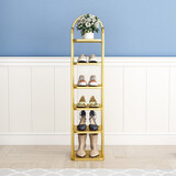 铁博士家用简易鞋架门口入户北欧家用室内鞋架子防尘收纳神器鞋柜 金色鞋架【6层】