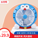 水月明 卡通台式小风扇迷你台扇学生宿舍床上卧室办公室电风扇桌面鸿运扇家用无声静低音转页扇大风力 【纯铜电机】升级小蓝猫（自带1.3米延长线） 插电款  两档开关小型床头 直流轻音扇