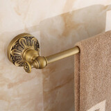 女皇世家 仿古花瓣浴巾架卫生间毛巾架套装黄铜欧式加厚壁挂浴室五金挂件 花瓣单杆毛巾架
