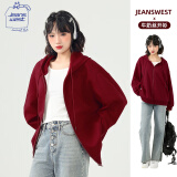 JEANSWEST CLUB【优衣库同款】真维斯外套女秋季连帽开衫卫衣牛奶丝拉链长袖上衣