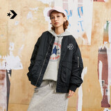 匡威（Converse）官方 春日外套男女美式复古飞行员夹克10024169 墨黑色/10024169-A03 M