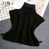 畅印秋冬假领子女毛衣针织套头假高领围巾假衣领毛线围脖装饰披肩脖套 高领黑色