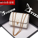 唐晓笙女包2023新款韩版迷你女学生菱格ins链条包女单肩斜挎小包包女士 801-旗舰版(浅金白色) 大号