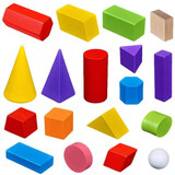 舜江 木质形体模型 小学生数学一二年级立体图形认知正长方体圆柱锥三四五六棱柱锥球 彩色几何体18件套