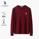 U.S. POLO ASSN.男士针织衫简约商务毛衣秋冬纯棉保暖男装上衣宽松打底毛衫