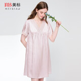 美标送礼物商场同款性感短袖真丝睡裙夏女6A级100%桑蚕丝绸连衣裙睡衣 灰粉 L (165/88A)