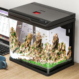 森森（SUNSUN）森森鱼缸小型客厅水族箱生态桌面创意玻璃缸免换水ZHR-380灰色