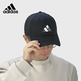adidas 阿迪达斯帽子男潮流鸭舌帽跑步运动棒球帽女休闲透气棉帽网球帽 黑色银标 HT5779