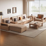 丰迹实木沙发现代简约客厅家用大小户型储物沙发新中式轻奢白蜡木沙发 独立三人位