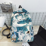 玛嘎 书包男初中生女高中生大容量背包ins涂鸦潮酷街头个性小学生大学生双肩包 绿色无挂件