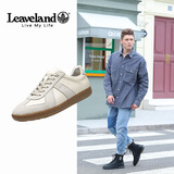 枫叶（leaveland）休闲鞋男鞋新款潮流德训鞋男女时尚百搭小白鞋低帮板鞋子情侣鞋 白色(皮鞋码） 40