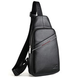 七匹狼男包斜挎包单肩背包真皮胸包头层牛皮休闲包时尚潮男出游通勤挂包 【头层牛皮】英伦经典黑