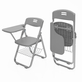 鼎千培训椅带写字板学生办公开会辅导班塑料可折叠一体桌椅会议室椅子 加灰色(写字板书网(6张起售)