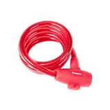 捷安特自行车防盗钢缆锁PVC包覆带防尘盖车锁山地车骑行装备 透明红 锁长150cm