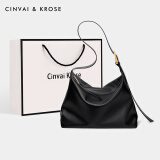 CinvaiKrose官网包包女包轻奢侈CK风品牌托特包新款2025斜挎包休闲单肩包 黑色