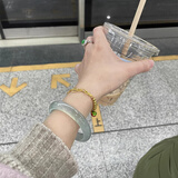 欧禧冰种飘绿玉髓玛瑙手镯起脚感飘花玉镯子女石英岩玉七夕情人节礼物 56圈口【90-100斤】