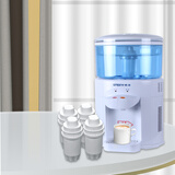 清清迷你饮水机小型台式家用桌面恒温直饮水机过滤饮水机净水器加热一体机带净水桶白色 至尊套餐【含四芯】 温热型