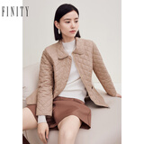 菲妮迪（FINITY）品牌棉衣棉服秋季简约卡其保暖轻薄通勤外套 卡其色 S