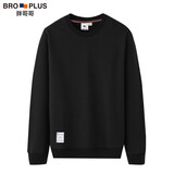 胖哥哥卫衣男宽松圆领套头衫肥佬长袖打底体恤衫潮加肥加大码胖子上衣服 暗夜黑 5XL 【250-280斤】