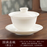 点匠羊脂玉白瓷盖碗单个茶杯德化陶瓷功夫茶具家用大号带盖泡茶杯三才 （描金）羊脂玉瓷圆满盖碗200ml