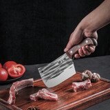 张小泉 菜刀中式家用切菜刀古法锻打圆头切片刀厨师刀厨房刀具剁砍骨刀 圆头斩骨刀