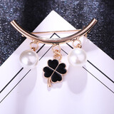 月蝶（YUEDIE）弧形仿珍珠别针固定衣服韩国简约珍珠胸针胸花女配饰防走光扣针百搭丝巾扣 叶子