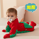 珊诗丽（SexeMara）拖把侠爬行服宝宝拖地爬爬服婴儿连体衣服擦地板防脏春秋夏季男女 厚款：红色+圣诞绿（包手包脚） 90cm 90码（80厘米以上，28斤以下）