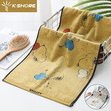 金号史努比纯棉家纺男士情侣居家家用成人大人女士洗脸洗澡毛巾 割绒款式柔软吸水厚实吸水耐用洗脸面巾 黄色