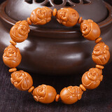 盘道 橄榄核手串 小籽财神 文玩橄榄核雕八方财神手把件 南工大师周平 雕刻 1.5*2.0cm