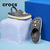 crocs卡骆驰洞洞鞋贝雅卡骆班轻便耐磨一脚蹬休闲鞋|205089 石板灰/青柠绿-0GX 39 (240mm)