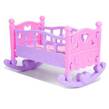 娃娃玩具床儿童女孩公主娃娃房睡床仿逼真婴儿床过家家摇篮塑料床 单个睡床 带枕头被子
