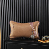 京弗 夏凉枕冰丝御藤枕夏天竹席枕头夏季茉莉花香枕头含枕芯 单只 江南古琴枕（刺绣款）-咖