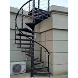 定制室外旋转楼梯阁楼复式家用定制防滑钢板户外消防阳台铁艺圆旋 室外碳钢楼梯