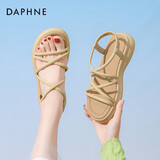 达芙妮（DAPHNE）凉鞋女夏季2025新款女鞋平底休闲凉拖鞋沙滩鞋罗马凉鞋女 黄色【松紧带热卖款】 35