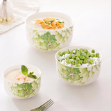 华光国瓷 抗菌骨瓷保鲜碗三件套 保鲜盒釉中彩 一人食泡面碗饭盒带盖 春色满园